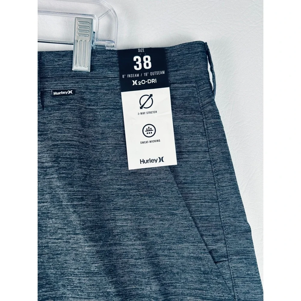 Hurley Mens H20 Dri Shorts Size 38 Black Heather Performance Casual Streetwear